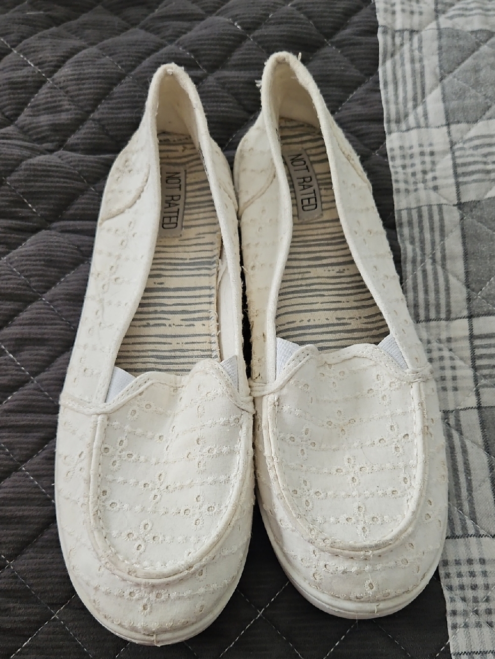 Not Rated Cream Eyelet Slip-On Flats